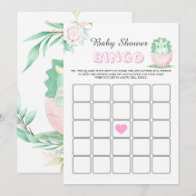 Cartão de Bingo de Chá de fraldas de Penônio Dinos