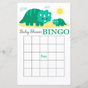 Cartão de bingo de chá de fraldas Dinossauro, Bi