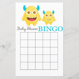 Cartão de bingo de chá de fraldas Monster