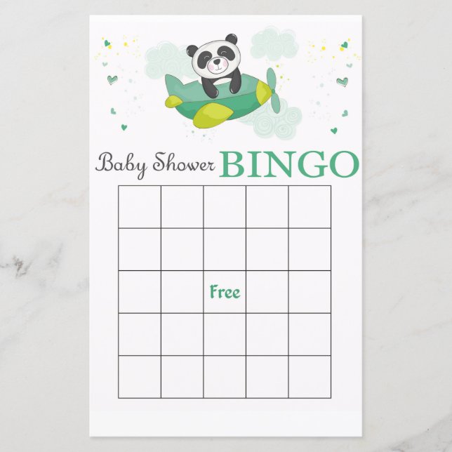 Cartão de bingo de chá de fraldas Panda (Frente)
