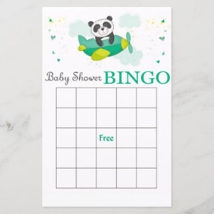 Cartão de bingo de chá de fraldas Panda
