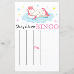 Cartão de bingo de chá de fraldas Unicorn,Jogo de 