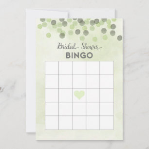 Cartão de Bingo de Chá de Noiva com Confete Verde