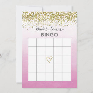 Cartão de Bingo de Chá de Noiva Rosa e Dourado
