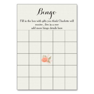 cartão de bingo de chá de panela floral com pincel