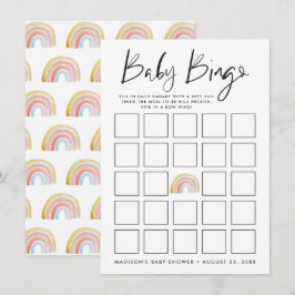 Cartão de Bingo de Chuvada de Bebê Arco-Íris Color
