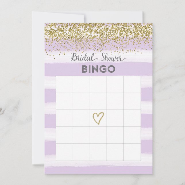 Cartão de Bingo de Chuveiro de Noiva com Brilho Do (Frente)