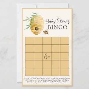 Cartão de Bingo de Chuvinha de Bebê Amarelo da Abe