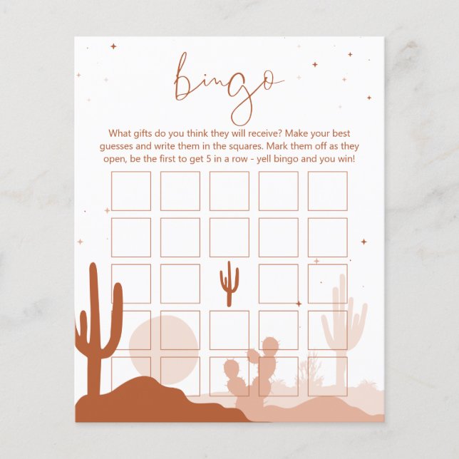 Cartão de Bingo de Deserto Bridal (Frente)