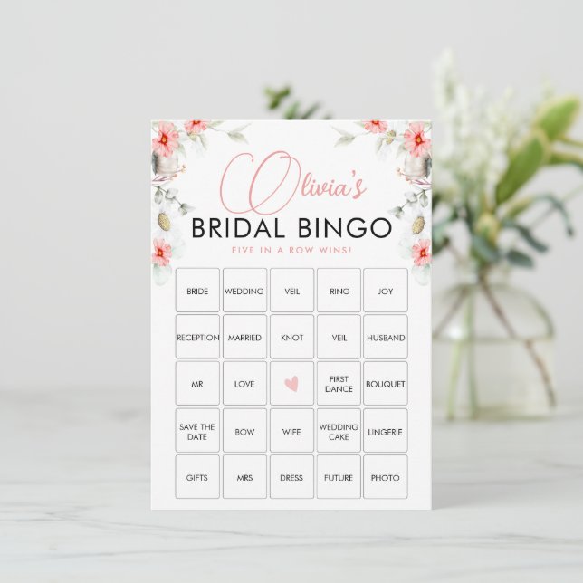 Cartão de Bingo de Flores Silvestres de Eucalipto  (Em pé/Frente)