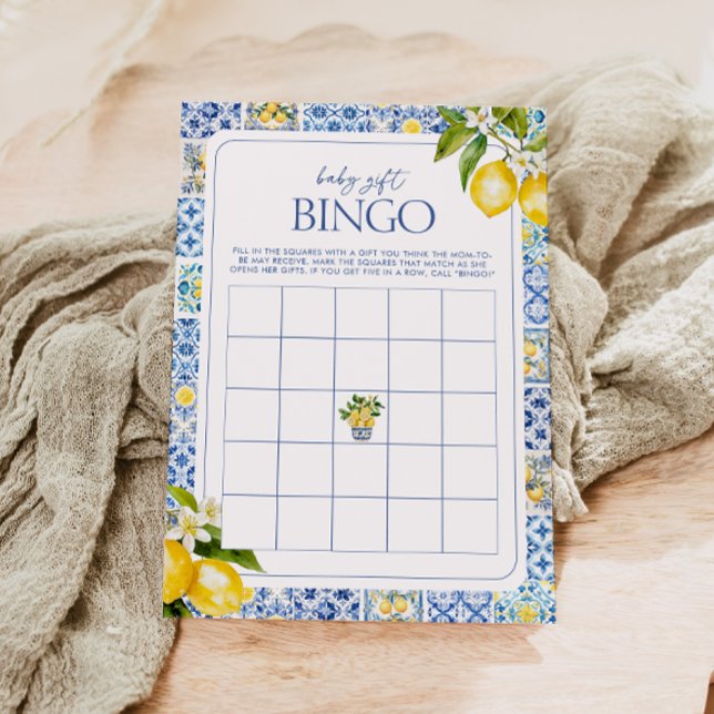 Cartão de Bingo de Presente de Chá de Bebê Limão d (Criador carregado)