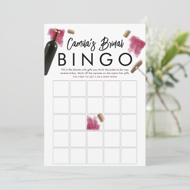 Cartão de Bingo para Amantes de Vinho Elegante (Em pé/Frente)