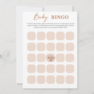 Cartão de Bingo para Chá de Bebê Boho Chic Minimal