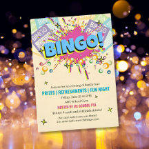 cartão de BINGO para noite divertida da comunidade