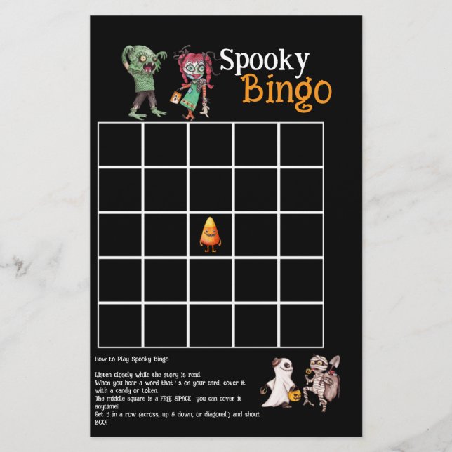 Cartão de Bingo SpooktacularHalloween Bash Spooky (Frente)