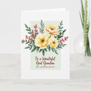 Cartão de Bisavó com Florais em Aquarela