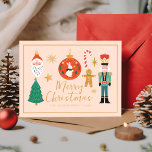 Cartão de Biscoito da Família Feliz Natal Colorido<br><div class="desc">Cartão postal de Natal de Noel pastel mínimo</div>