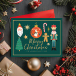 Cartão de Biscoito da Família Feliz Natal Colorido<br><div class="desc">Cartão postal de Natal de Noel pastel mínimo</div>