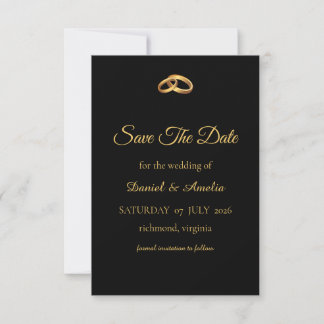 Cartão de Black Gold Monogram Save The Date