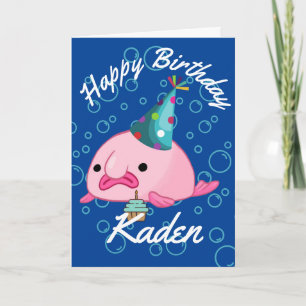 Cartão de Blobfish Feliz de Aniversário Personaliz