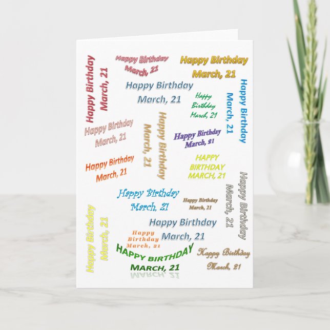 Cartão de Boas Festas 21 de Março Aniversário (Frente)