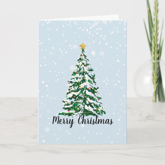 Cartão de Boas Festas Árvore de Natal Nevada (Frente)