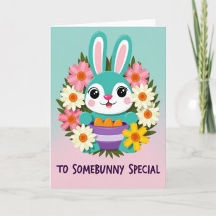 Cartão de Boas Festas Bunny And Blooms