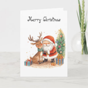 Cartão de Boas Festas caprichoso do Papai Noel e r