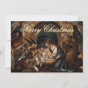 Cartão de Boas Festas Cena de Natal Vintage