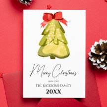 Cartão de Boas Festas com Arco Vermelho de Árvore 