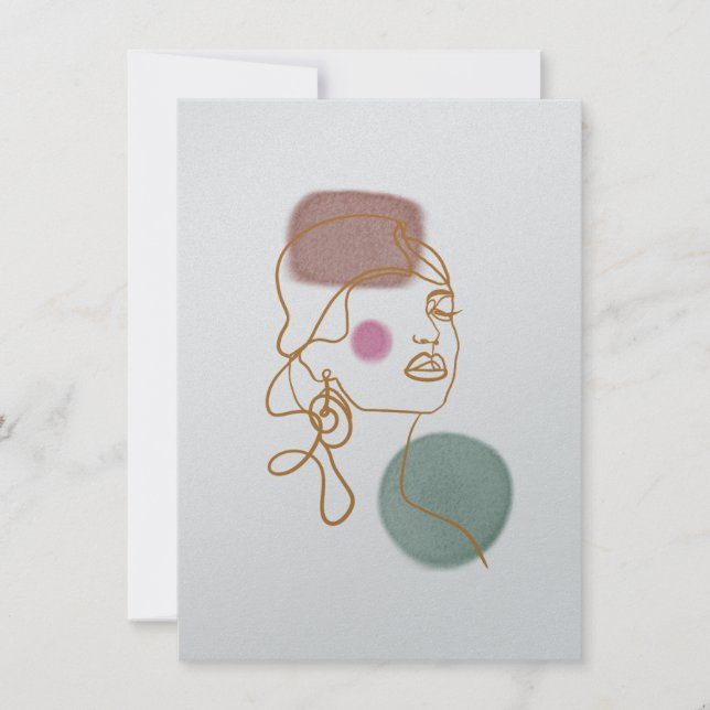 Cartão de Boas Festas com Arte de Linha de Rosto P (Frente)