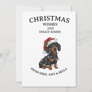 Cartão de Boas Festas com Cachorro Dachshund Fofo 