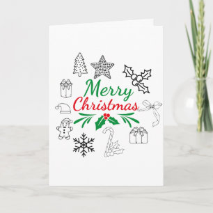 Cartão de Boas Festas com Doodles de Natal Adoráve