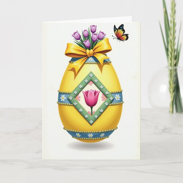 Cartão de Boas Festas com Enfeite de Primavera (Frente)