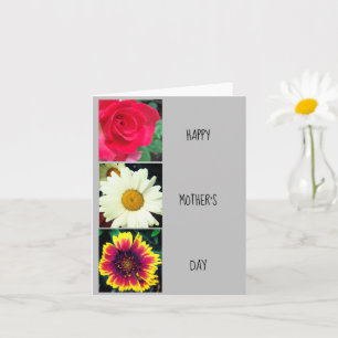 Cartão de Boas Festas com Flores para o Dia das Mã