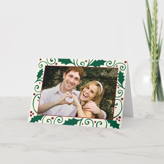 Cartão de Boas Festas com Foto de Azevinho (Frente)