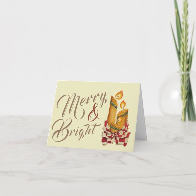 Cartão de Boas Festas com Velas de Natal (Frente)