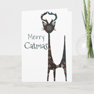 Cartão de Boas Festas da Merry Catmas Dobrado