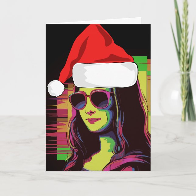 Cartão de Boas Festas da MONA LISA ENGRAÇADO Natal (Frente)