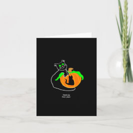 Cartão de Boas Festas de Abóbora com Gato Preto Pe