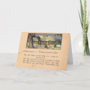 Cartão de Boas Festas de Ação de Graças Vintage Fe