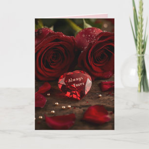 Cartão de Boas Festas de Amor Romântico Rosa Verme