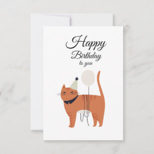 Cartão de Boas Festas de Aniversário de Gato Minim