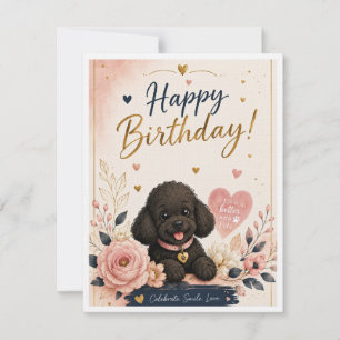 Cartão de Boas Festas de Aniversário de Poodle Fof