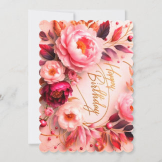 Cartão de Boas Festas de Aniversário Floral Elegan