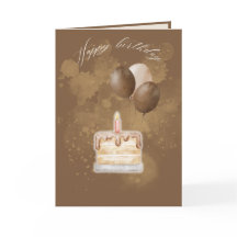 Cartão de Boas Festas de Aniversário Marrom Minima