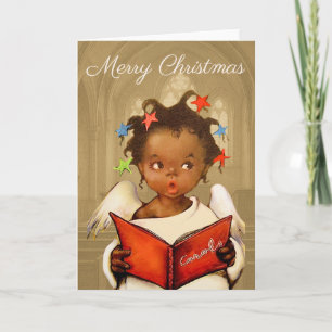 Cartão de Boas Festas de Anjo Afro-Americano