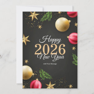 Cartão de Boas Festas de Ano Novo 2026 Minimalista