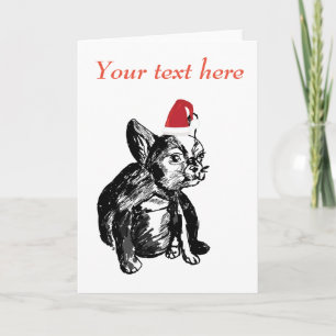 Cartão de Boas Festas de Ano Novo com Bulldog Fran