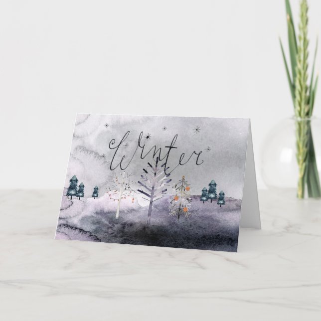 Cartão de Boas Festas de Árvores de Inverno (Frente)